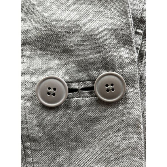 Cropped Safari Trench Style 100% Linen Double-Breasted Jacket Coastal Luxe Gray - Picture 8 of 11